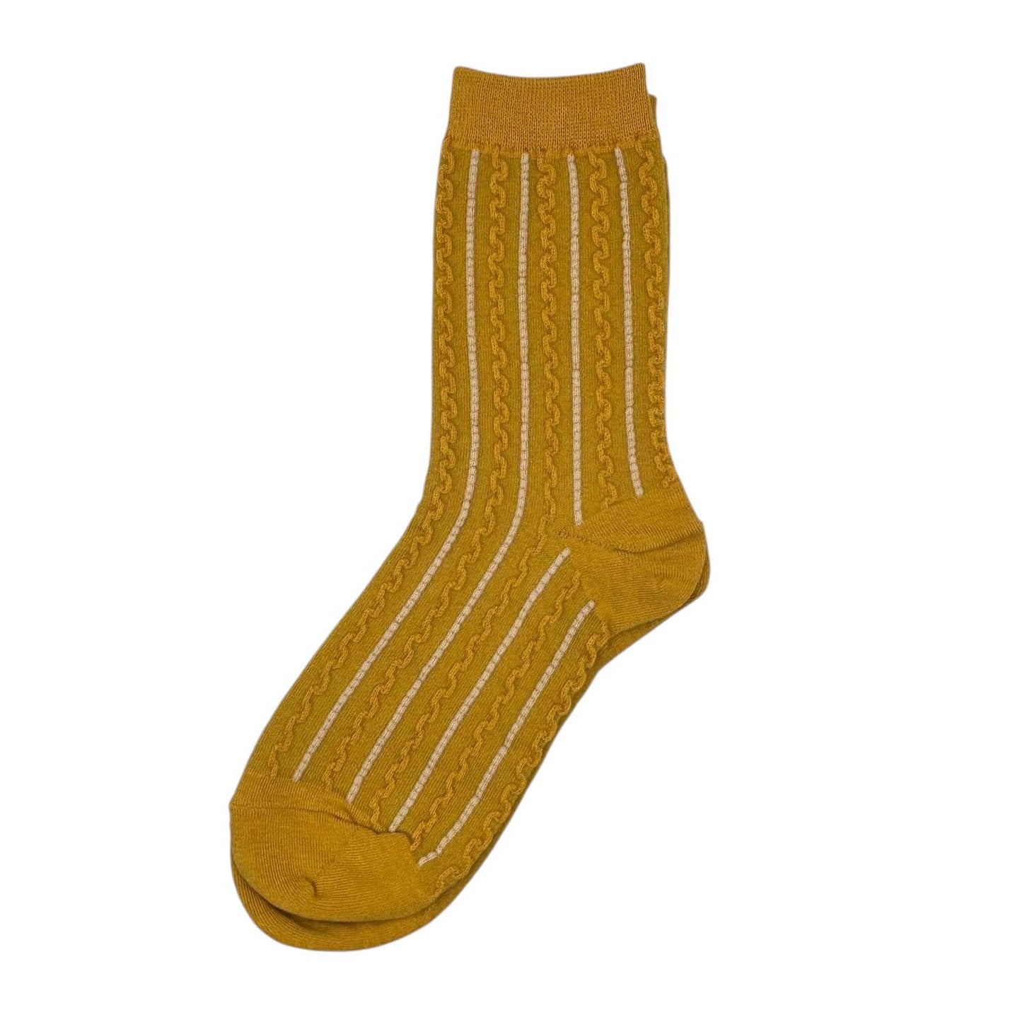 Lyon Textured Socks | Mustard and Cream