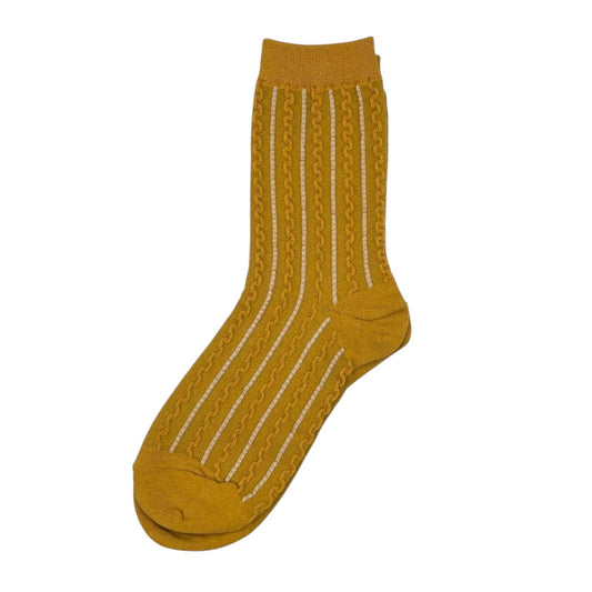 Lyon Textured Socks | Mustard and Cream