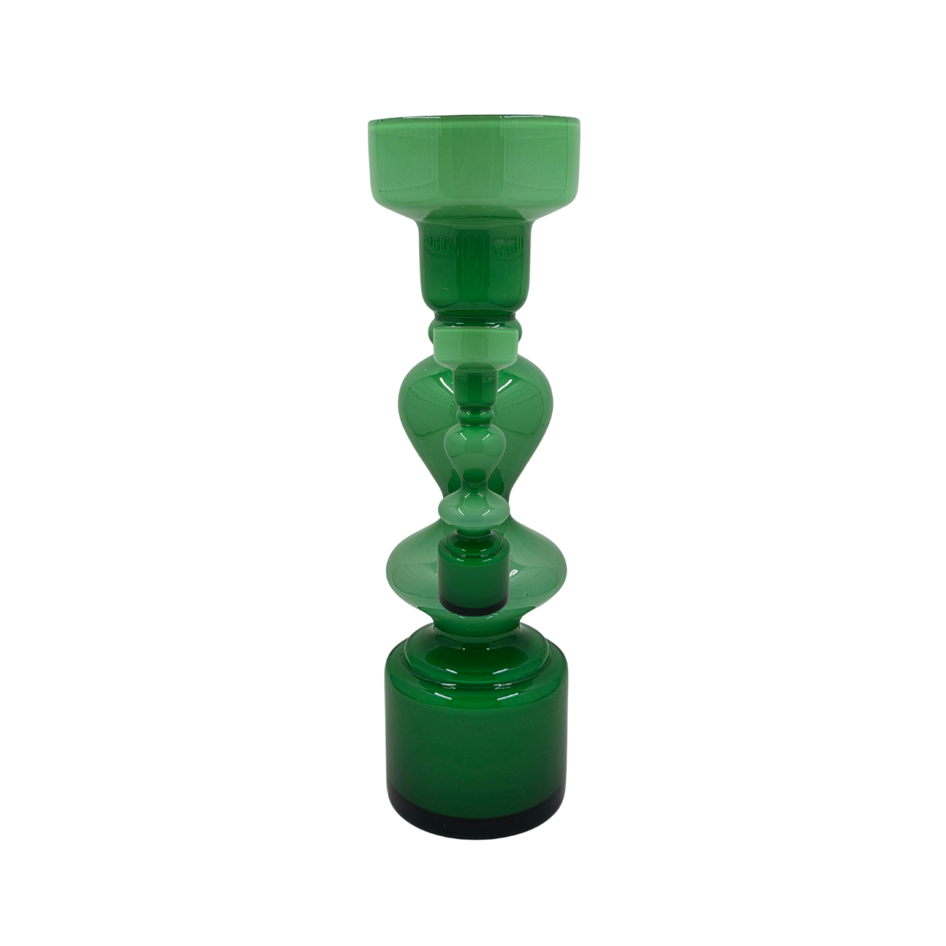 Vintage | 1960s / 1970s Cased Glass Hooped Vase - Emerald Green