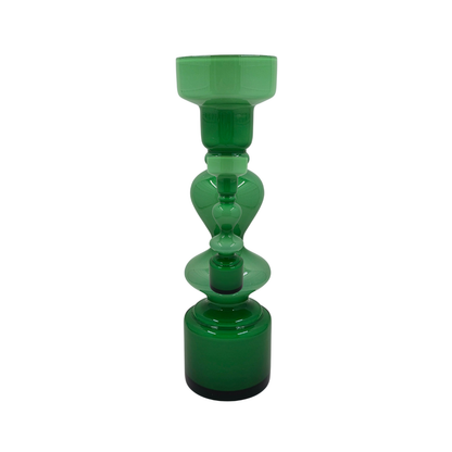 Vintage | 1960s / 1970s Cased Glass Hooped Vase - Emerald Green - FAWNE