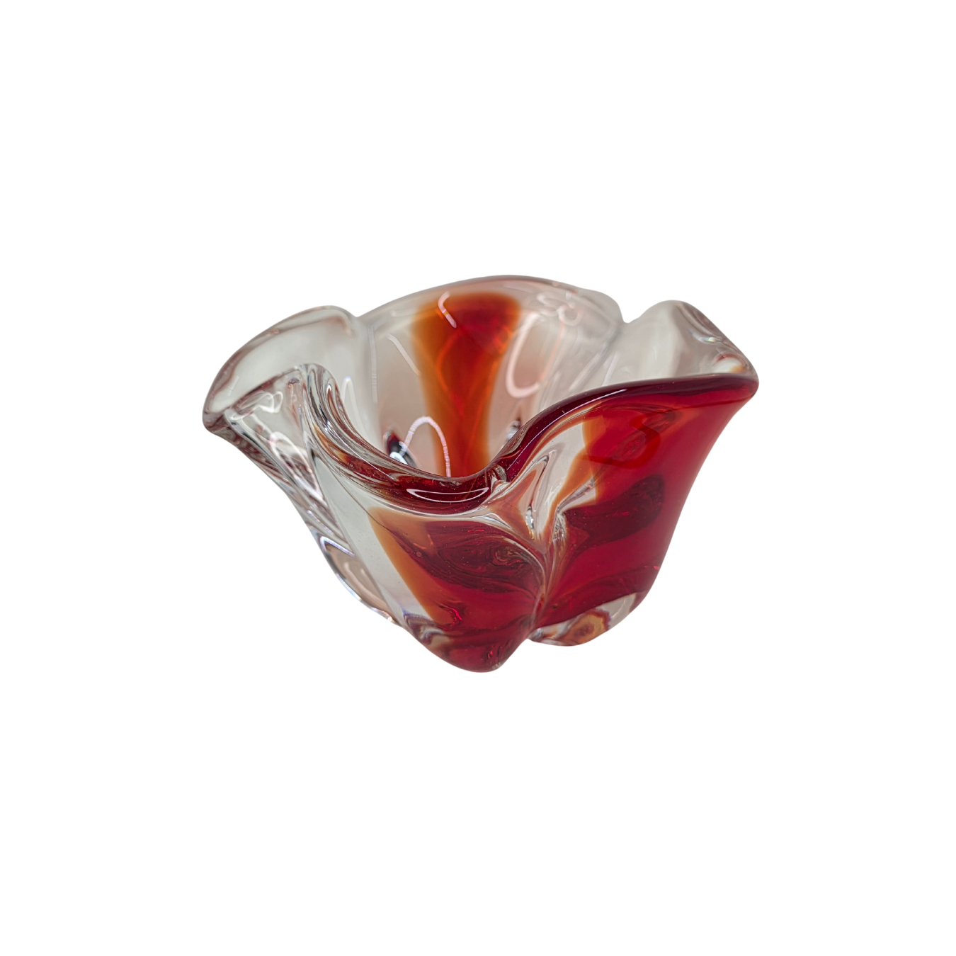 Vintage | Orange & Clear - Art Glass Bowl