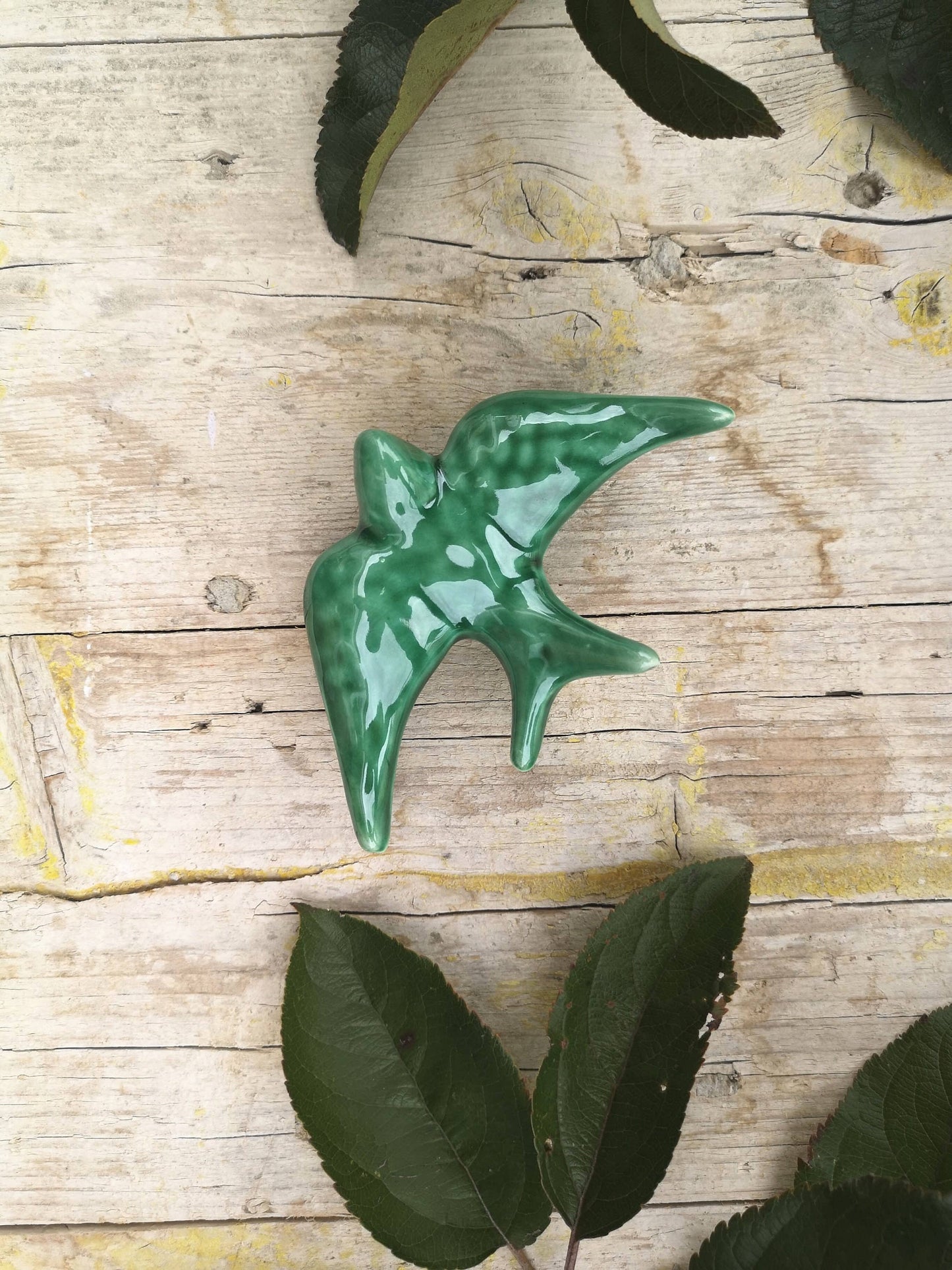 Portuguese Ceramic Swallows – Dark Green – Set of 4
