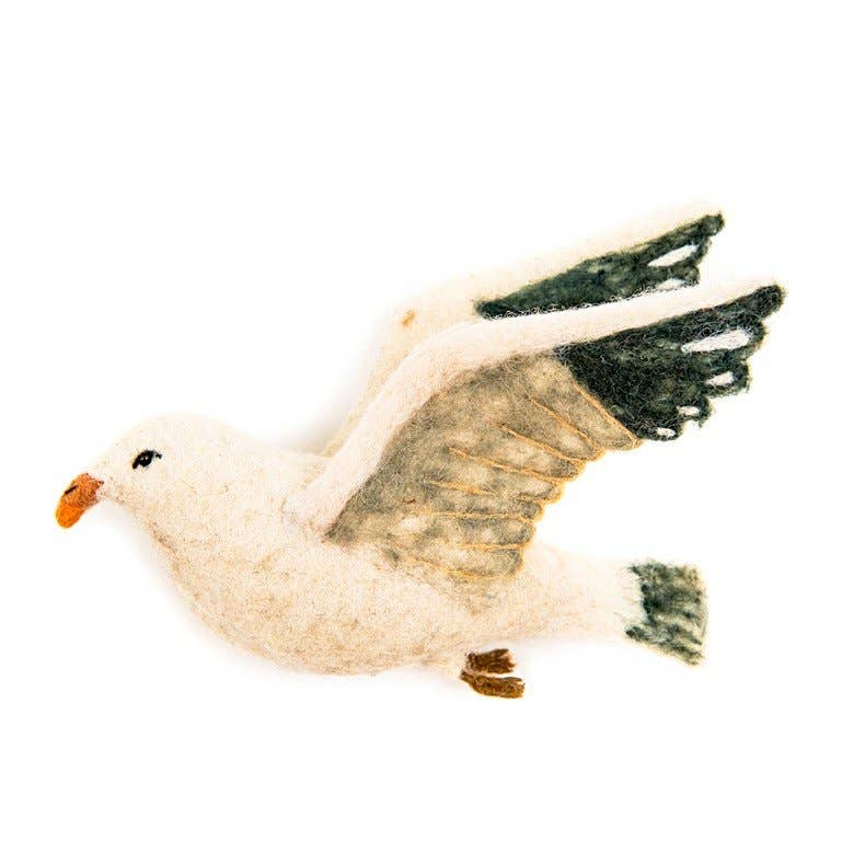 White Seagull - Flying Wall Trio - Hand Felted - FAWNE