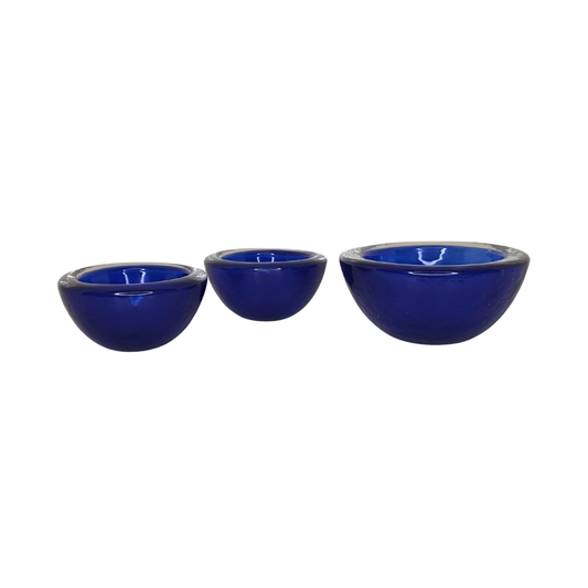 Vintage | Deep Blue & Clear - Trio of 3 -  German Walther Glas Bowls - FAWNE
