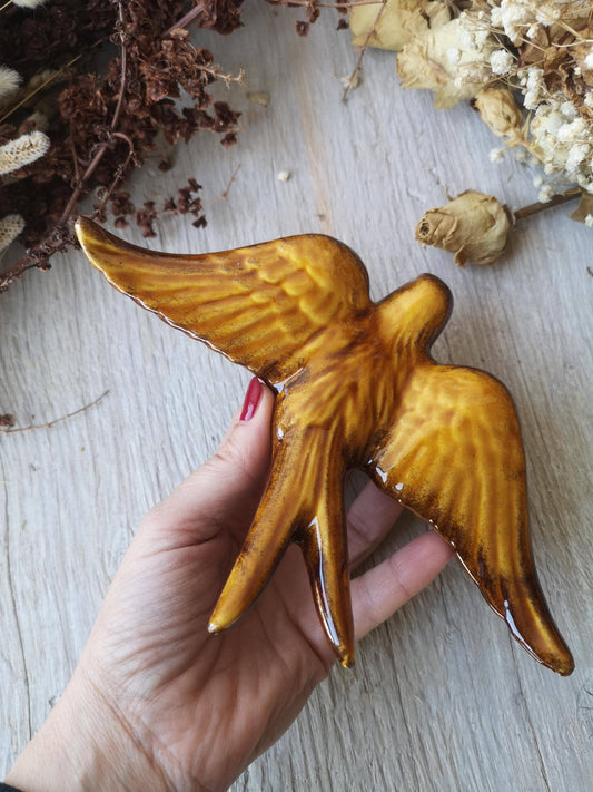 Portuguese Ceramic Swallows – Honey Mustard –  Set of 4