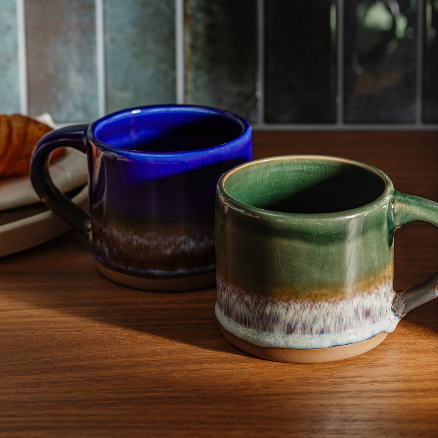 Retro Dip Glazed Mug - Marlowe Blue/Brown 260ml