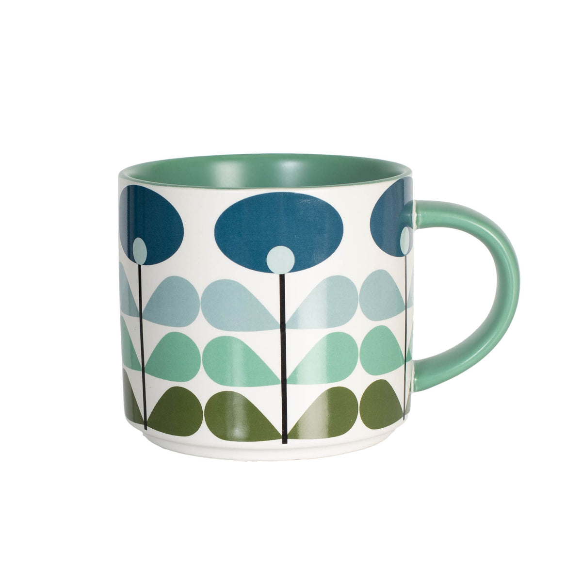 Blue Flower Mid-Century Stackable Mug