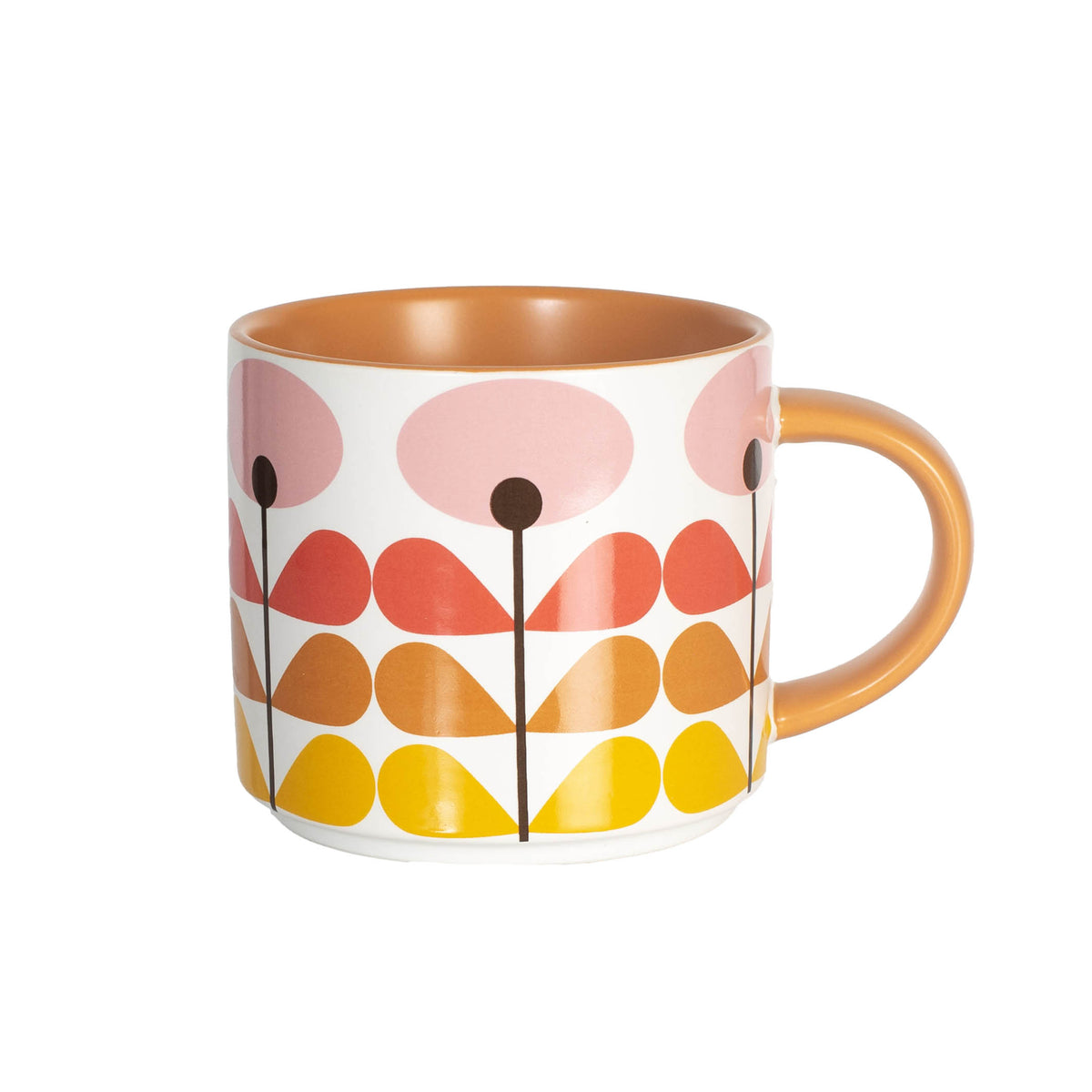 Pink Flower Mid-Century Stackable Mug
