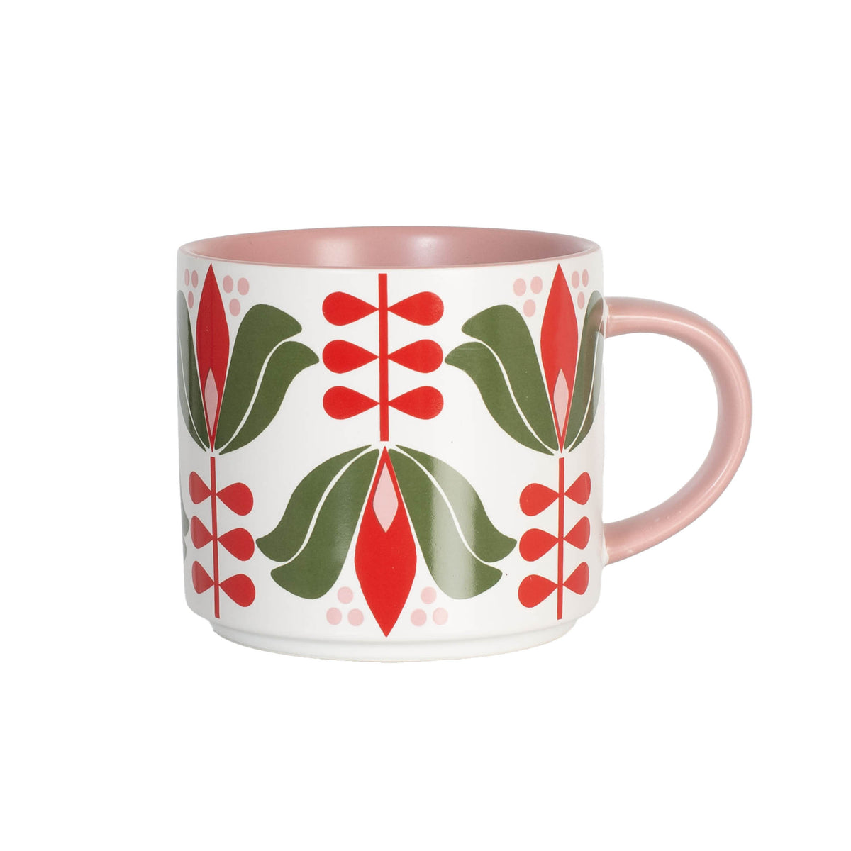 Red Lotus Mid-Century Stackable Mug