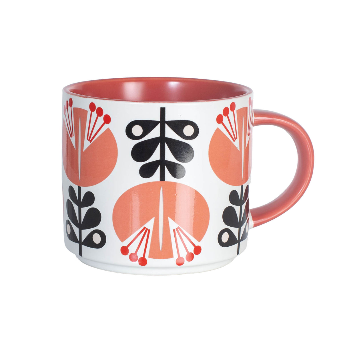 Coral Lily Mid-Century Stackable Mug