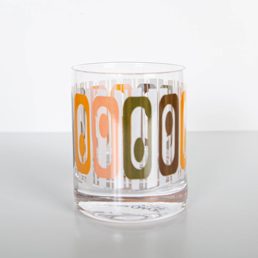 Oval Rows Tiki Mid-Century Whiskey Glass