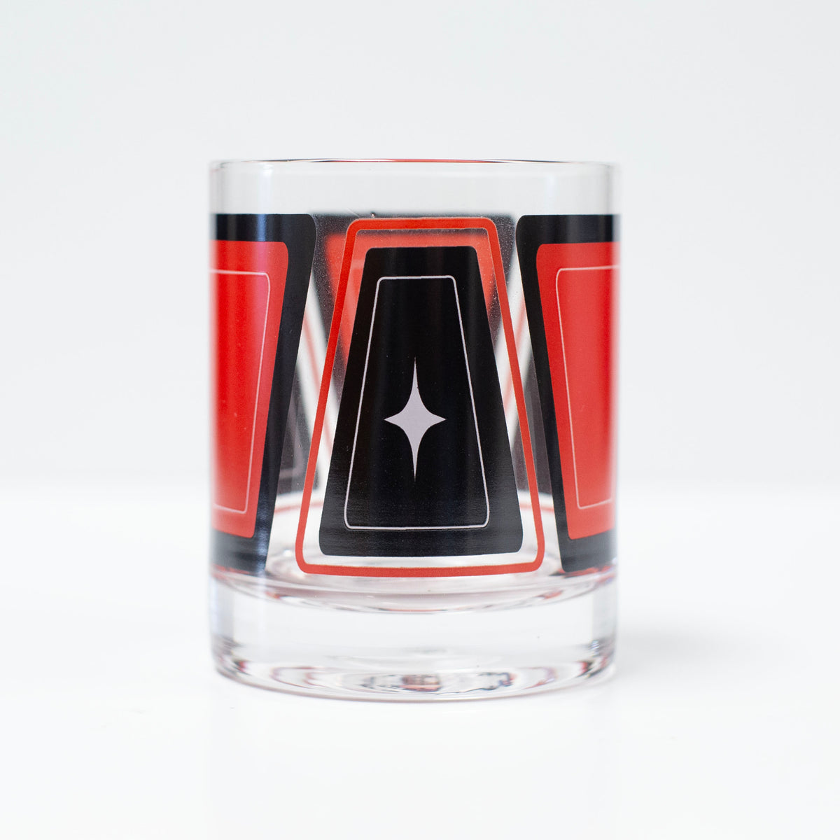Red and Black Retro Blocks Whiskey Glass