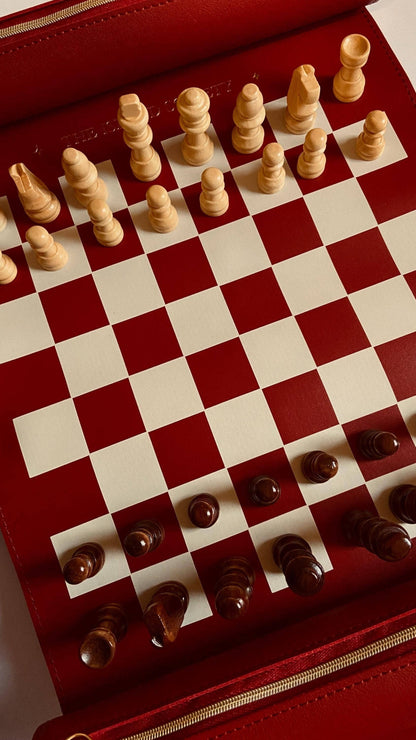 Travel Chess Set - Roll Up - Soft Premium Vegan Leather