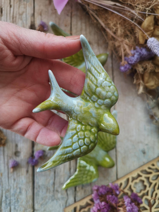 Portuguese Ceramic Swallows – Chartreuse – Set of 3