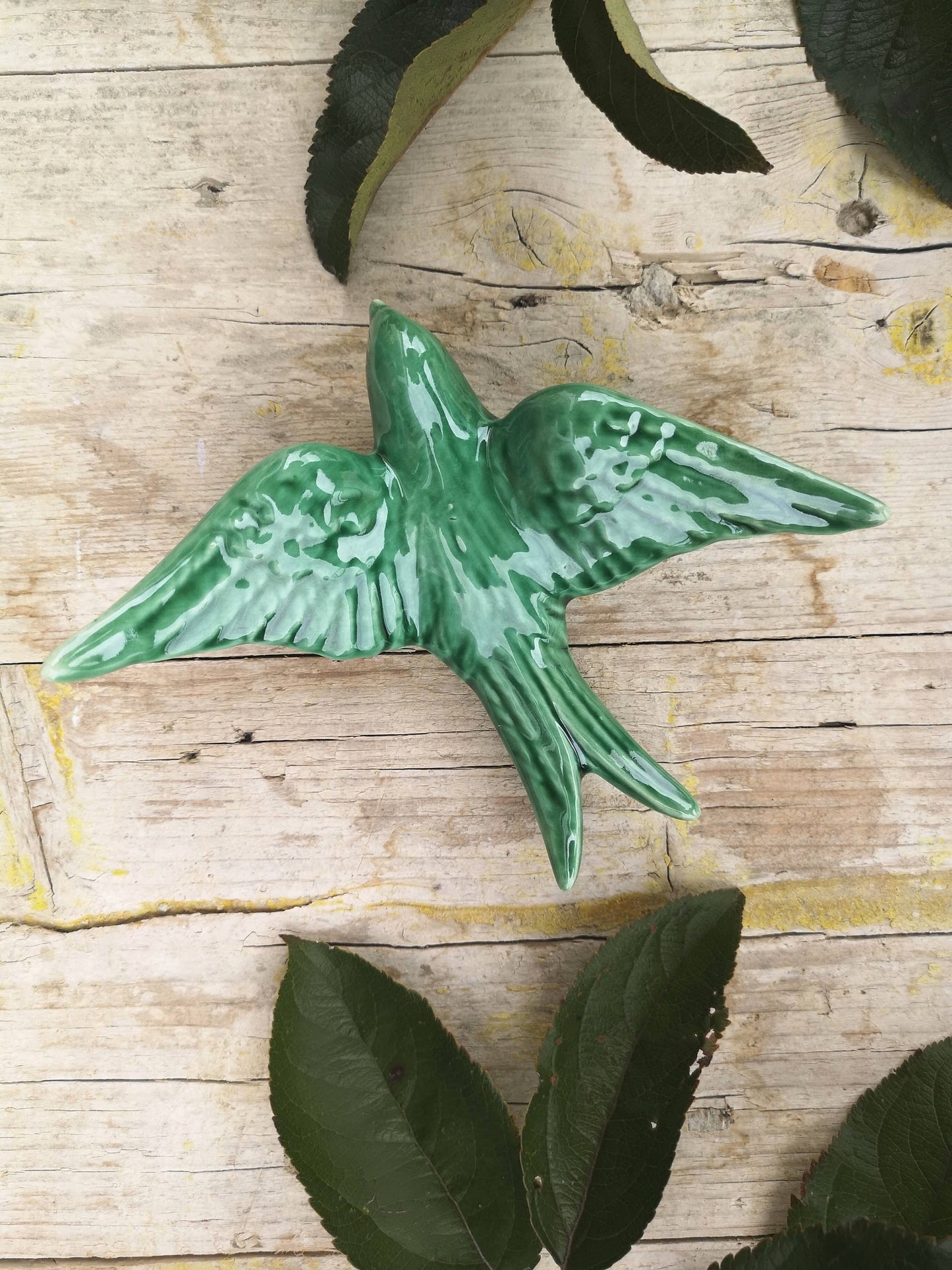 Portuguese Ceramic Swallows – Dark Green – Set of 4