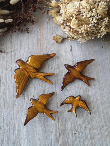 Portuguese Ceramic Swallows – Honey Mustard –  Set of 4