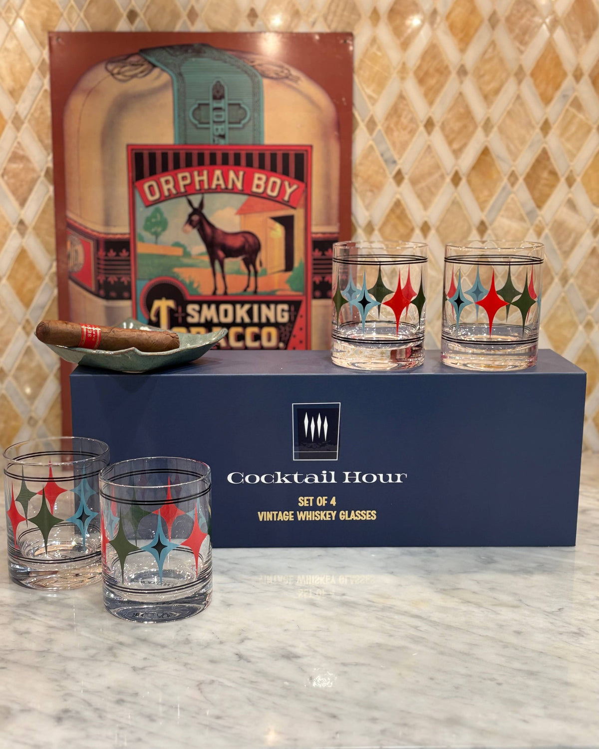 Starlight Diamond Whiskey Glasses | Boxed Set of 4
