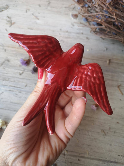 Portuguese Ceramic Swallows – Dark Red – Set of 4