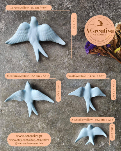 Portuguese Ceramic Swallows – Sandstone – Set of 3