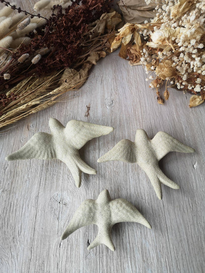 Portuguese Ceramic Swallows – Sandstone – Set of 3