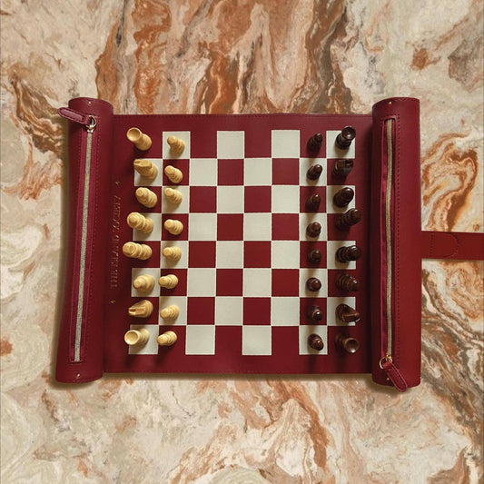 Travel Chess Set - Roll Up - Soft Premium Vegan Leather