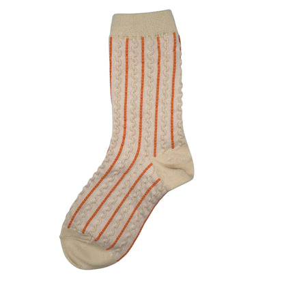 Lyon Textured Socks | Cream and Orange