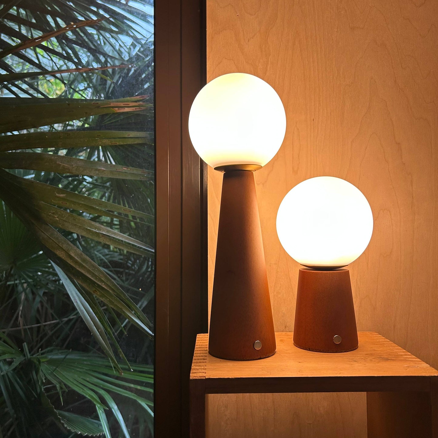 Mid-Century Globe Touch Lamp – Small - Mango Wood