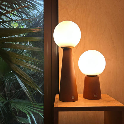 Mid-Century Globe Touch Lamp – Small - Mango Wood