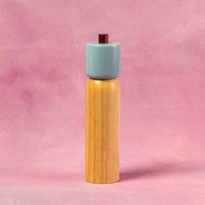 Salt and Pepper Grinder | Light Blue and Burgundy | Large