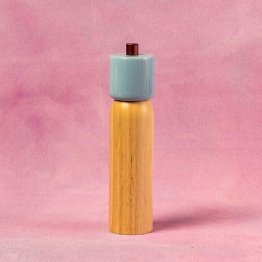 Salt and Pepper Grinder | Light Blue and Burgundy | Large