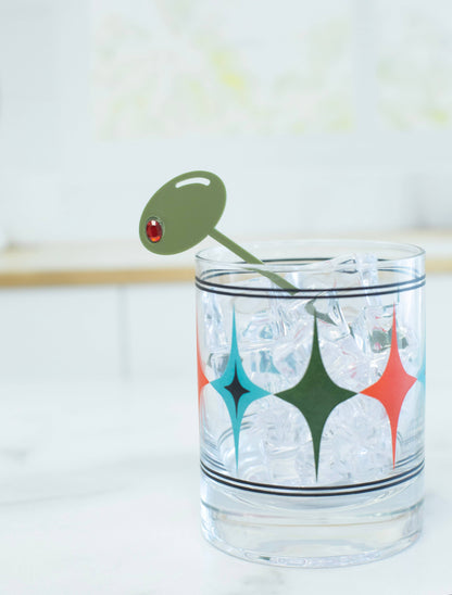 Martini and Olive Acrylic Swizzle Sticks | Set of 8