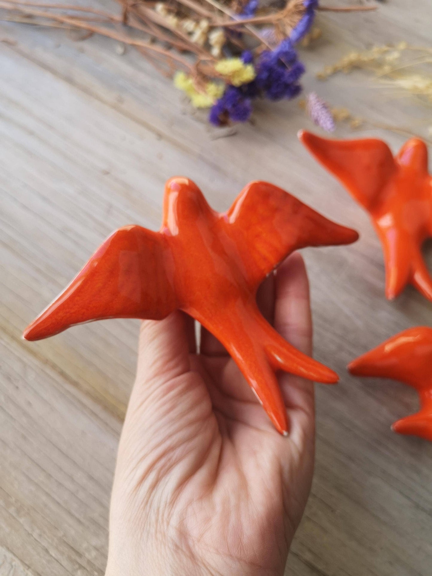 Portuguese Ceramic Swallows – Orange  – Set of 3