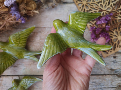 Portuguese Ceramic Swallows – Chartreuse – Set of 3