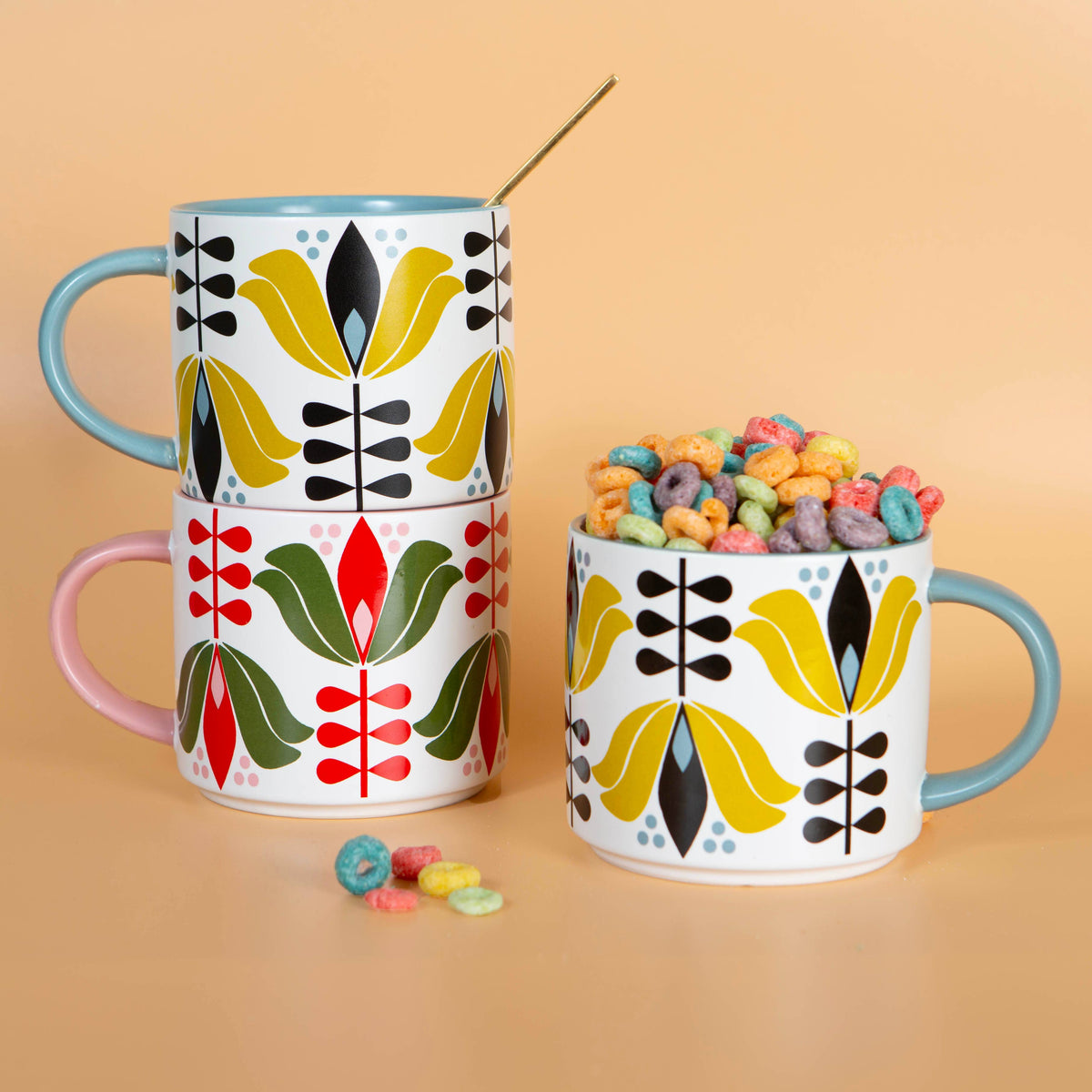 Yellow Lotus Mid-Century Stackable Mug
