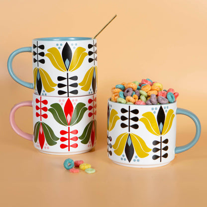 Yellow Lotus Mid-Century Stackable Mug