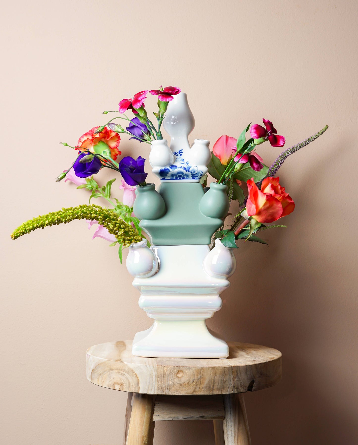 Stack Madness ✦ Build Your Own Vase ✦ Delft Blue Floral Top
