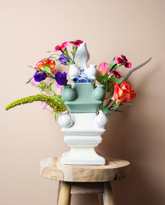 Stack Madness ✦ Build Your Own Vase ✦ Delft Blue Floral Top - FAWNE
