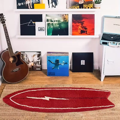 Electric Surfboard - Shaped Area Rug - Red 60cm x 240cm - FAWNE