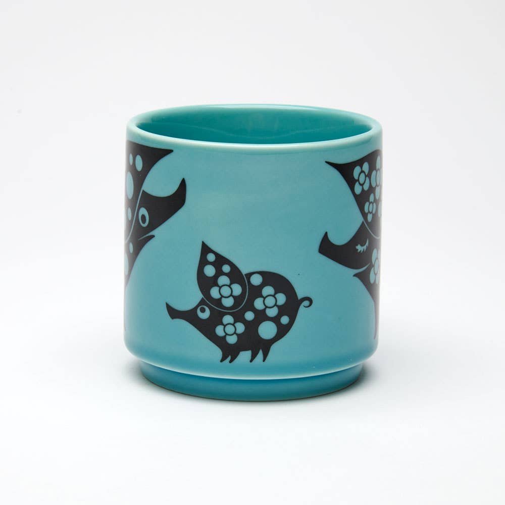 Magpie x Hornsea - Mug - Piggie Family - Blue Teal